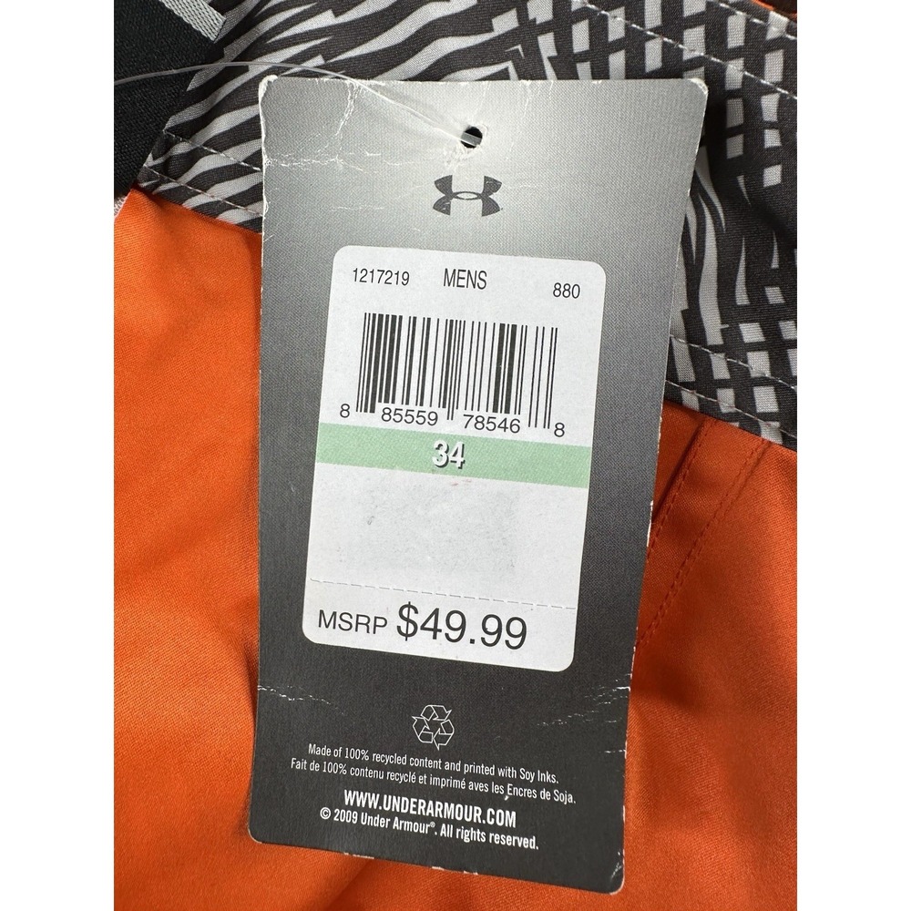 Under Armour Board Shorts Mens Size 34 Orange Loose Fit Drawstring - Picture 15 of 16